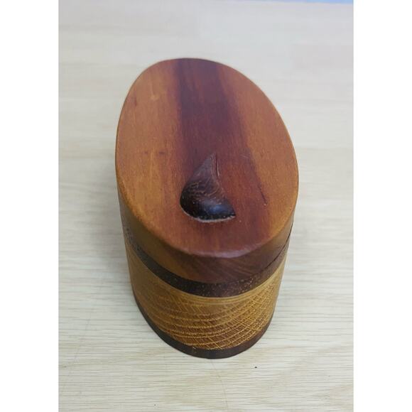 Vintage Oval Carved Swivel Wooden Trinket Box - Picture 1 of 8